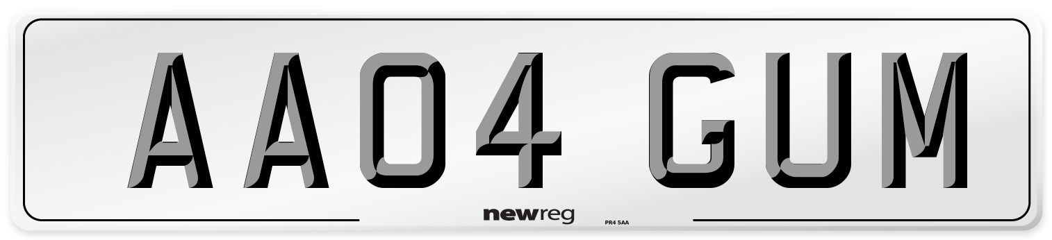 AA04 GUM Number Plate from New Reg